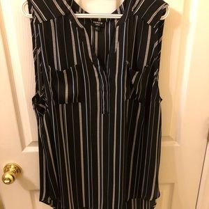 Black Striped Sleeveless Harper Pullover Blouse